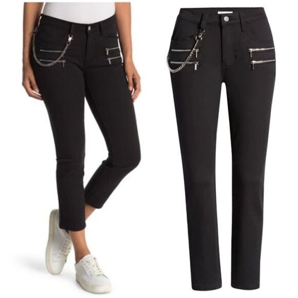 NWT WeWoreWhat Black Low Rise Cropped Rocker Jeans Sz 24 (missing chain) - Picture 1 of 13
